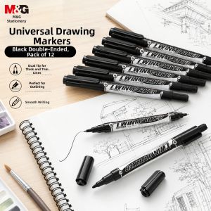 M&G | Dual Tip Art Marker Pen Black Oil-based Quick-drying Water-resistant