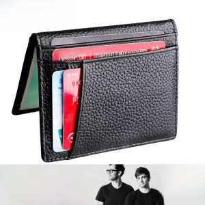 Vanlemn Leather ID Holder Ultra-Thin Multi-Card Slot Driver License Wallet Genuine Cowhide Document Case Youth Fashion