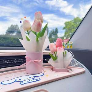 Wuling Hongguang Miniev Car Dashboard Decoration Tulip Bouquet Ins Interior Accessories Automobile Decorative Ornaments