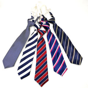 Stripes Elastic Punch-Free Primary and Secondary School Uniform Tie Shirt Female Kids Japanese Style Decorative Tie Male College Style