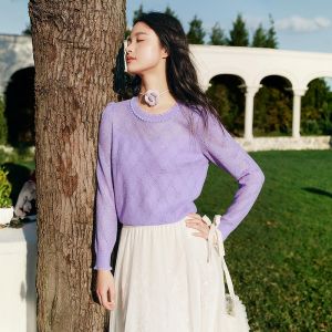 Koradior | Wool Jacquard Knitted Sweater with Lace Design Female