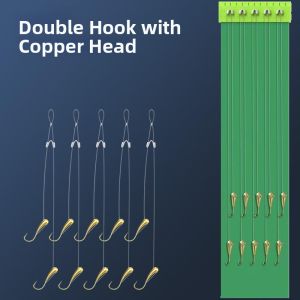 KNOLIEV | Double Copper Red Gold Head Fishing Hook Line