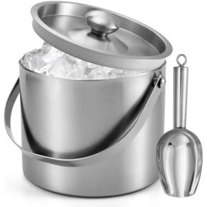 2/3/4L Stainless Steel Insulated Ice Bucket Double Walled Beverage Tub Carry Handle Ice ContainerShovel Clampbar Accessories