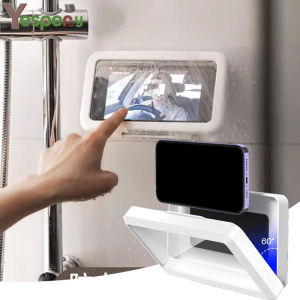 YESPERY Bathroom Waterproof Phone Holder Home Wall Phone Case Stand Box Self-adhesive Touch Screen Phone Bracket Shower Sealing Storage