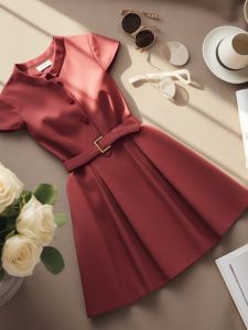 Korean Style A-Line Dress Summer Trend Thin Red Color White Enhancing Belly Covering Young Luxury Outerwear Ins Thin Dress