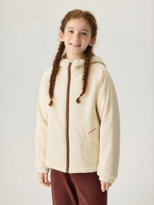 JOLLY BEAN | Hooded Contrast Material Cotton Coat for Girls Winter