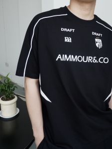 Mens Short Sleeve T-Shirt Quick Dry Contrast Color Block Football Style Summer Breathable Aam Official Loose Fit round Neck