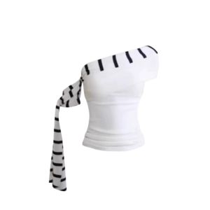 YUEZHONGWEI | French Style One Shoulder T-Shirt Womens Summer Design Sensation Slim Fit Sleeveless Top Korean Version Print Casual Wear