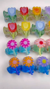Jepit Mini Flowers Tulip Daisy Jepitan Rambut Wanita Motif Bunga Colorfull Hair Clip Poni Estetik