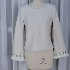 New Chinese Style Embroidered Long Sleeve Thickened Fleece Womens Top Autumn Winter round Neck Commute Flag Robe Base Shirt