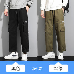 Mens Pure Cotton Straight Leg Sport Pants Spring 2025 New Workwear Casual Loose plus Size Wide Leg Middle School Growth Pants