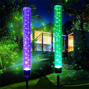 1/2/4PC Solar Transparent Bubble Stick Courtyard Light Outdoor Colorful Acrylic Stick Lawn Light Garden Decoration Light
