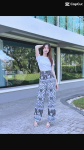 🎧🍨กางเกงมารุซิปหลัง เก็บทรงสวย ใส่สบาย ผ้าไหมอิตาลี เอวสูง ขาปล่อย น่ารักเอาอยู่ 🪞🌸🍂