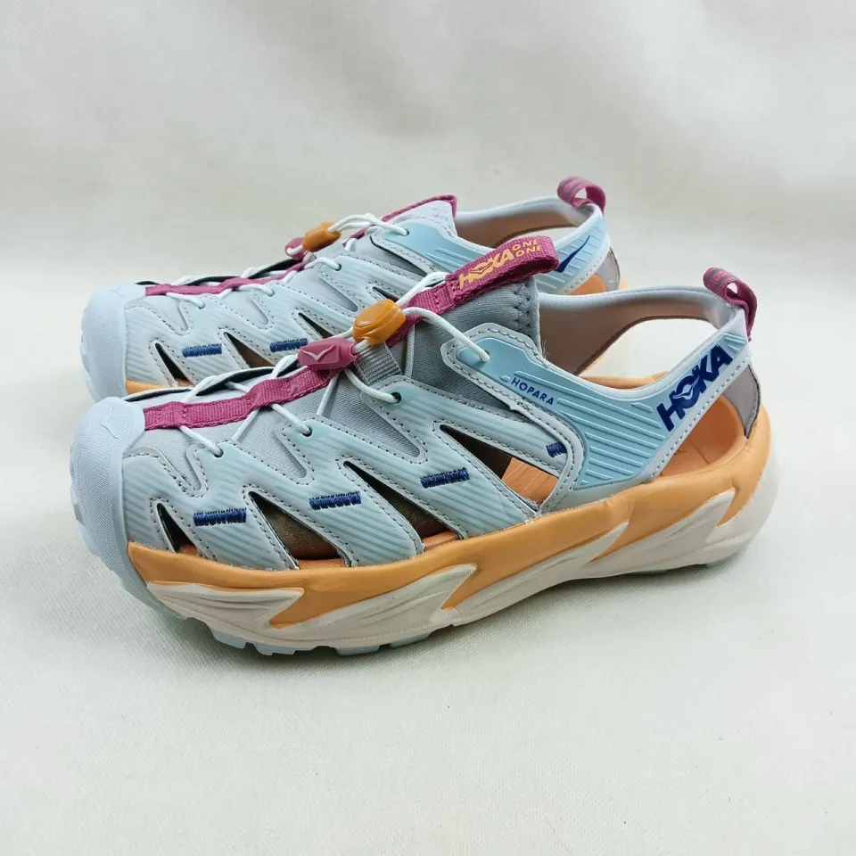 Sepatu Slop Wanita Hoka Hopara Soft Blue Yellow Sandal Slip On