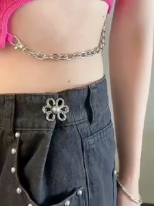 Kancing Jeans Pengecil Lingkar Pinggang Motif Bunga & Aksesoris