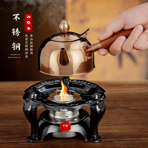 Retro Portable Outdoor Tea Set 304 Stainless Steel Tea Pot with Side Handle for Boiling Water And Tea Traditional Chinese Style
