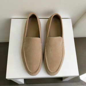 Mens Work Casual Loafers Leather Slip-On Shoes round Toe Flat Heel Rubber Outsole British Style Fashion Single Shoes