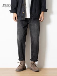 Cotton Harajuku Style Mens Casual Black Jeans mid Waist Zipper Fly Classic American Leisure Long Trousers Spring Autumn New Arrival