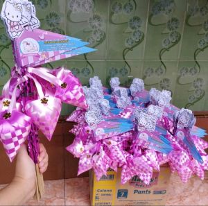 kartu nama aqiqah + bambu + wadah telur + animasi atas