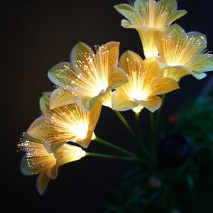 Solar Lily Flower Garden Stake Lights Warm White IP65 Waterproof Pathway Lights for Wedding Party Outdoor Patio Yard Decor