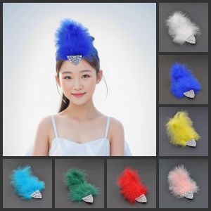 New Large-Scale Annual Meeting Performance Feather Hair Accessory for Children Animal Bird Stage Performance White Diamond Hair Clip