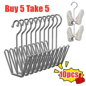【BUY 5 TAKE 5】10pcs  Stainless Steel Shoe Drying Rack Metal Hanging Shoe Organizer Space Saving Drying Rack with Hook for Closet Rod Shoe Drying Rack Stainless Steel With Hook Hanging Shoe Organizer Space Saving Drying Rack