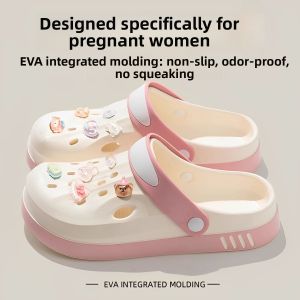 EVA Material Womens Sandals 2025 New Summer Outdoor Beach Shoes Anti-slip Pregnant Womens Flip Flops Hollow out Design
