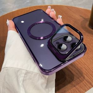 Integrated Magnetic Absorption Phone Case with Lens Protection Transparent Electroplated Apple 16 Pro Max Compatible Female Style Protective Cover