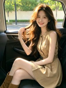 CHANGTONG | Retro Fashion Cargi Color Sleeveless Dress Workwear Style Summer