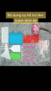 Dụng Cụ Hỗ Trợ Làm Tranh Đính Đá - Bút Đính Đá - Khay Đựng Đá - Sáp - Túi Zip Đựng Đá