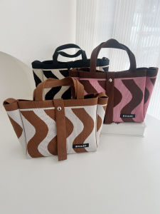 Knitting Crossbody Shoulder Satchel Small Square Bag K-style Versatile Large Capacity Quilted Fashion Commuter Wrist Bag Tote Bag