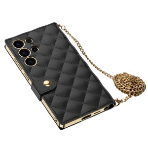 With Strap Chain Stand Leather Flip Wallet Case For Samsung Galaxy S25Ultra S25 Ultra Book Case Cards Holder Funda Protect Cover Wallet Skin-friendly Card Slot Flip Leather Case For Samsung Galaxy S25Ultra S25 Ultra Cover