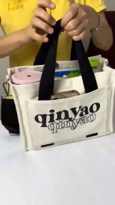 ใหม่! กระเป๋าผ้าแคนวาส ราคาถูกต้อง กระเป๋าผ้าผ้าฝ้าย กระเป๋าผ้าแฟชั่น รุ่น Qinyao แคนวาส