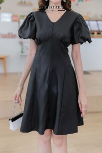 pichy...barbie dress มินิเดรสคอวีเเขนบอลลูนเดรสทรงบาร์บี้น่ารัก