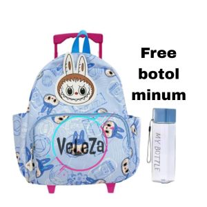 Tas troli anak labubu tas anak perempuan sekolah TK tas troli tas anak