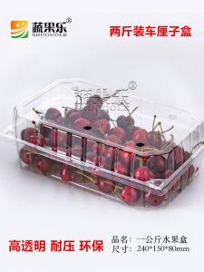 Transparent PET Cherry Packaging Box Disposable Fruit Box Long Rectangle Shape Cherry Gift Box for Dining Table Accessories