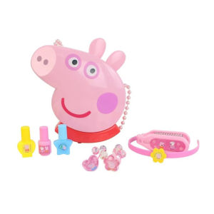 ชุดแต่งหน้าเด็กเป๊ปป้าพิก กล่องแต่งหน้าพร้อมกระจก กระเป๋าแต่งหน้าเสมือนจริง โต๊ะเครื่องแป้ง ของเล่นสำหรับเด็กผู้หญิง ของขวัญวันเกิด