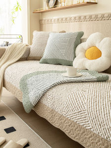 Pure Cotton Sofa Cushion Cover Anti-Slip Fabric Four Seasons Universal Mujie Home Decorative Cushion Protector Cat Scratch Proof