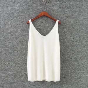 Áo Ba Lỗ Dệt Kim Thời Trang Mùa Hè Dáng Rộng Cỡ Lớn Cổ Chữ V Đôi Váy Midi Màu Trơn Thường Ngày Bằng Polyester