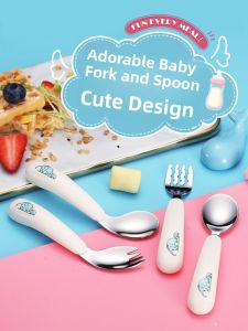 YOULUNMEI | Cute and Creative Children Stainless Steel Fork and Spoon Set