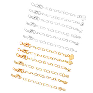 1Pc 75mm Gold Silver Brass Extention Tail Chain with Lobster Clasp Connectors for Bracelet Necklace DIY Jewelry Making Findings