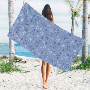 Blue Floral Beach Towels Ultra Lightweight Quick Drying Super Absorbent Summer Essential Fast-Drying Towel for Beach