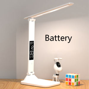 New Led Table Lamp Touch Foldable USB Rechargeable With Alarm Clock Thermometer Dimmable Night Light for Desk Study Reading Lamp