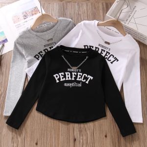 LIREGONGZHU | Long Sleeve Casual High Waist Black White T-Shirt