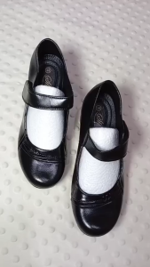 SHUTA Black Velcro Mary Jane Platform Shoes Slip Resistant Rubber Waterproof Daily Office School Shoes
