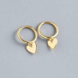 ANENJERY Silver Color Love Heart Hoop Earrings for Women Smooth French Gold Silver Earrings Jewelry 2022 New