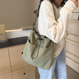 Túi Đeo Chéo Vải Canvas Thời Trang Nữ Có Dây Rút Dây Đeo Chỉnh Được Nhẹ Kiểu Dáng Xô Dùng Hàng Ngày