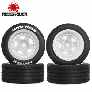 4PCS 60mm RC Car Wheel & Tire Set | for Tamiya M03 M04 M05 XM01 & MJX 14303 14304 | Plastic Rim with Rubber Tire | Upgrade Parts