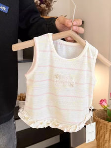 Girls Sleeveless Stylish Stripe T-Shirt