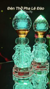 Đèn Quả Đào Pha Lê Có Led Nhiều Màu CHÂN THIỆN MỸ Trang Trí Bàn Thờ Phật Gia Tiên PLD-09